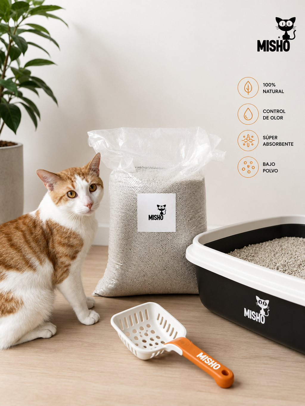 Arena Premium para Gatos MISHO | Bajo polvo y control de olores